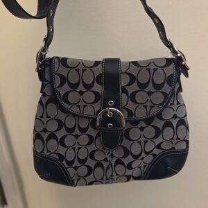 Coach Black and Gray Signature Shoulder Bag